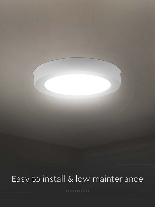 V-TAC Rotund Panou LED Putere 12W cu Alb Natural Lumini