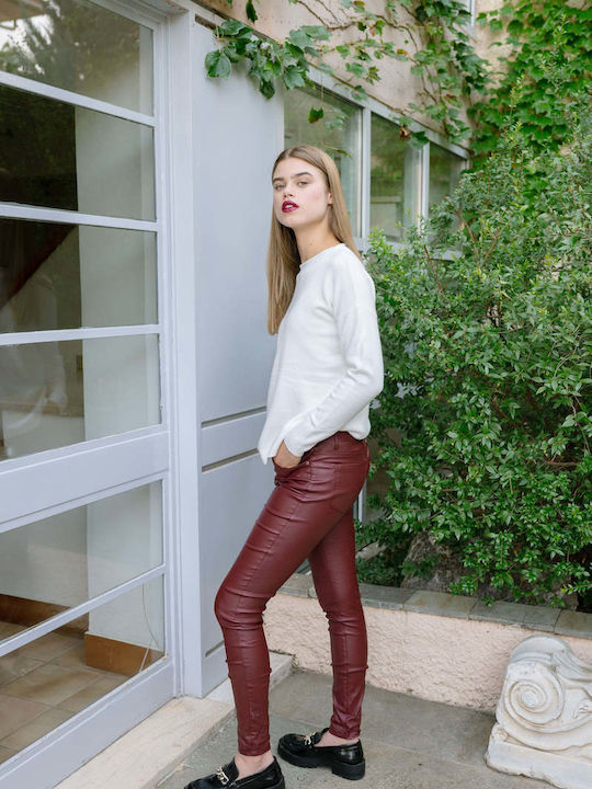 Women's Fabric Trousers Burgundy