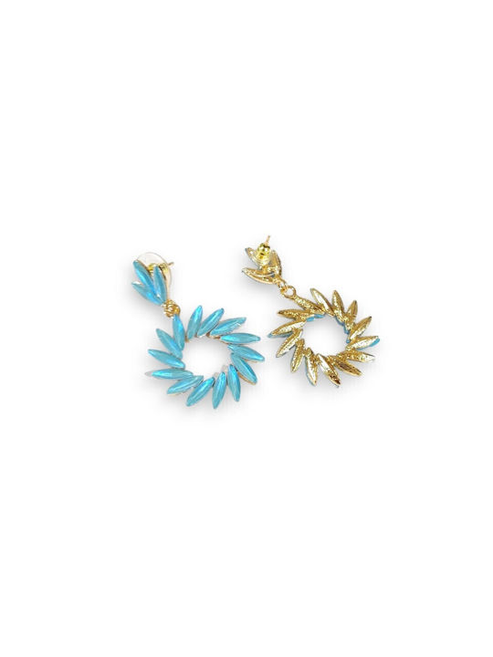 Women's Hanging Earrings Li-lo with Blue Crystal Stones