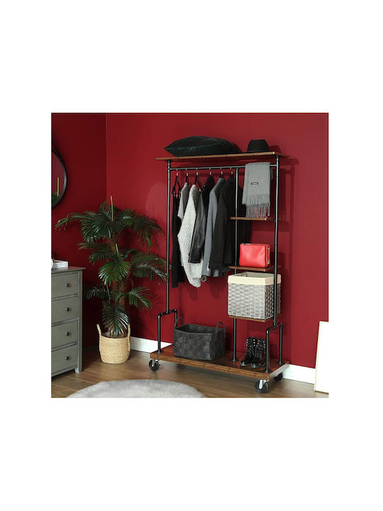 Vasagle Wheeled Floor Garment Rack made of Metal Blue 103.5x40x174.5cm