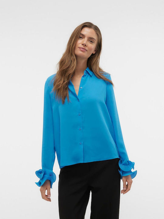 Vero Moda Women's Long Sleeve Shirt Blue