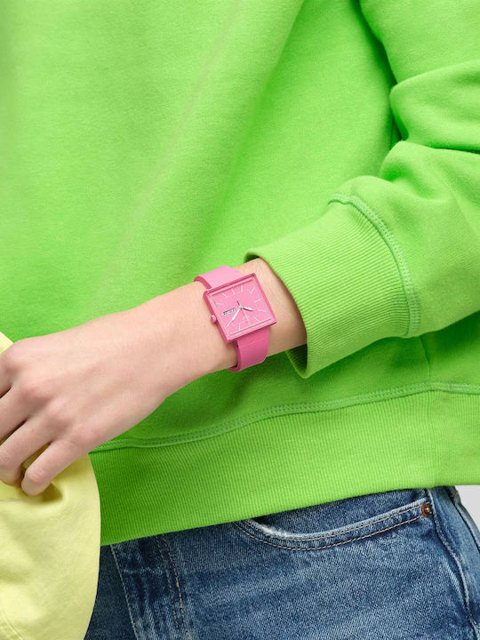 Swatch Swatch Damen Uhr mit Rosa Kautschukarmband