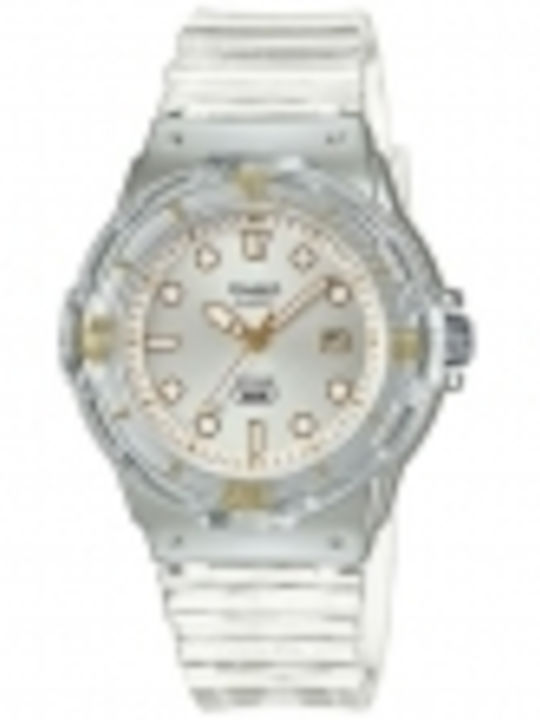 Casio Γυναικείο Ρολόι 34.2mm Μπαταρίας με Διάφανο Καουτσούκ Λουράκι