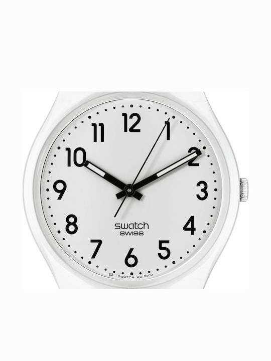 Swatch New Core Γυναικείο Ρολόι 34mm Μπαταρίας με Λευκό Καουτσούκ Λουράκι