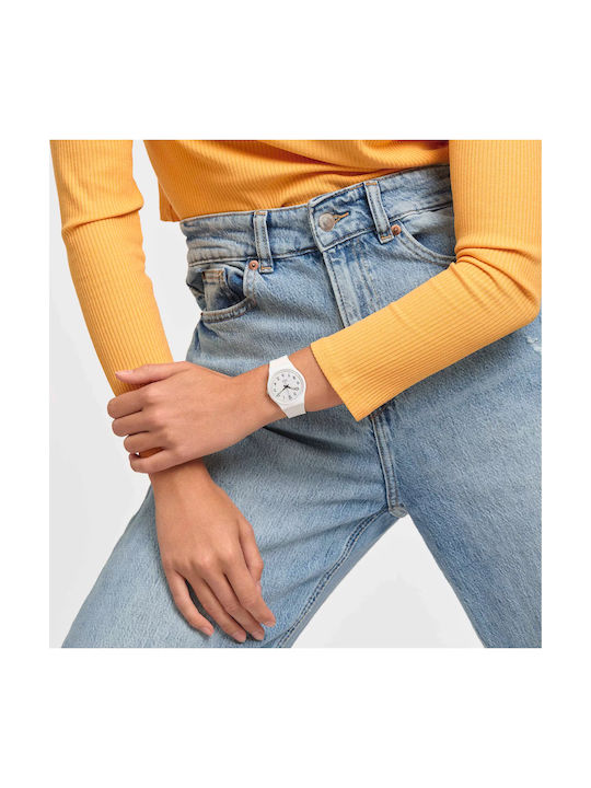 Swatch New Core Γυναικείο Ρολόι 34mm Μπαταρίας με Λευκό Καουτσούκ Λουράκι