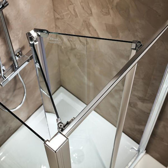 Devon Primus Plus Bi-fold Shower Screen for Shower with Foldable Door 67.5-71.5x185cm Clean Glass Chrome