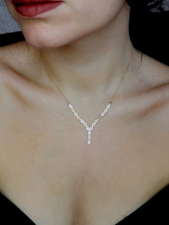 Polytimo - Set of Necklace and Bracelet in 14K Gold with Zirconia Art-set-133 Polytimo - Set of Necklace and Bracelet in 14K Gold with Zirconia Art-set-133