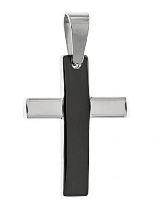 Art Collection Black Men's Cross from Steel with Chain