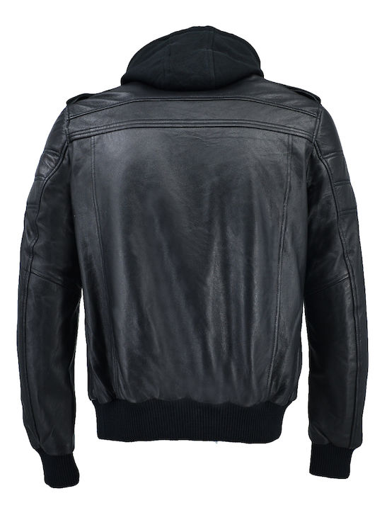 Δερμάτινα 100 Herren Winter Jacke Leder Schwarz