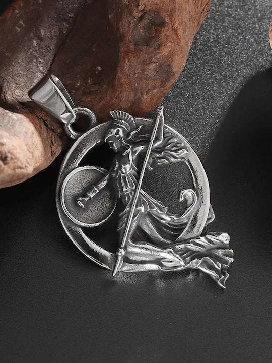 Pendant Necklace Goddess Athena of Greek Mythology in Silver Tone