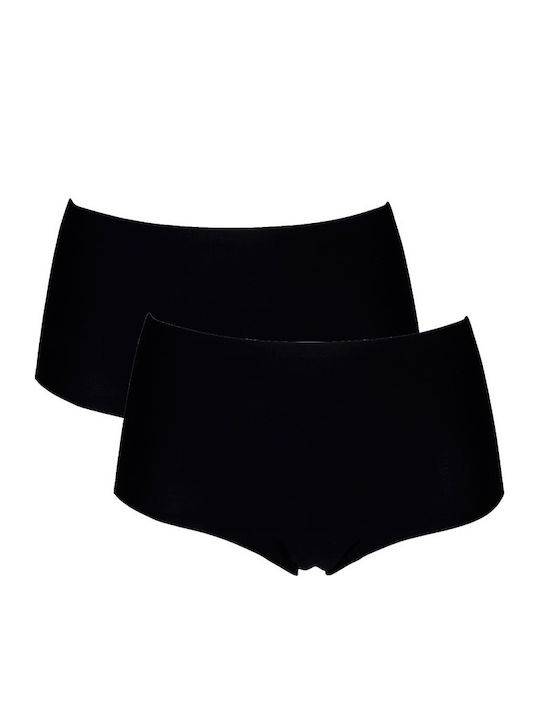 Hohe Taille Damen Slip 2Pack Nahtlos Schwarz