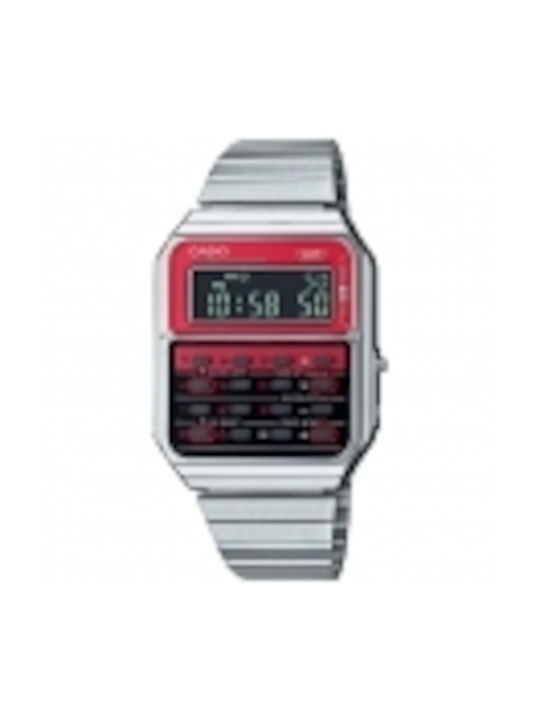 Casio Digital Uhr Chronograph Batterie mit Silber / Silber Metallarmband