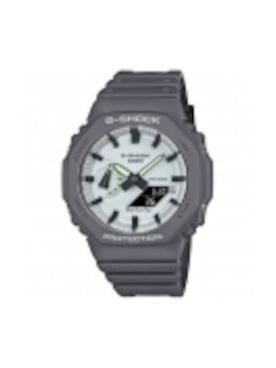 Casio Analog/Digital Uhr Chronograph Batterie mit Gray / Gray Kautschukarmband