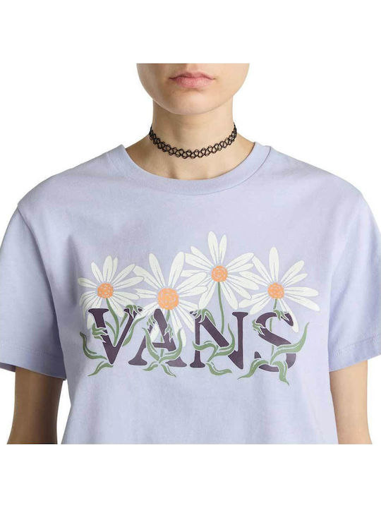 Women's Summer Blouse Cotton Short Sleeve Floral Lilacc
