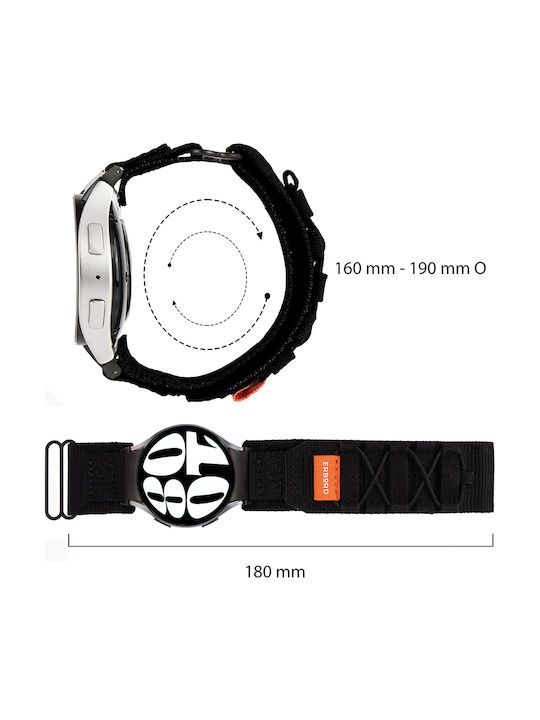 Erbord Λουράκι Υφασμάτινο Μαύρο (Galaxy Watch4/5/6/7/FE/4 Classic/6 Classic/5 Pro)