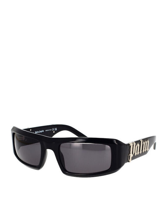 Palm Angels Unisex Sunglasses with Black Plastic Frame and Black Lens