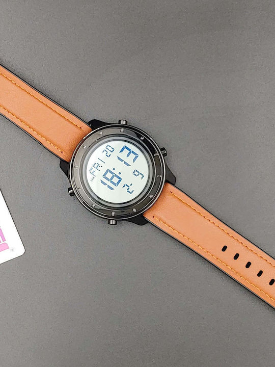 Skmei Ψηφιακό Ανδρικό Ρολόι 47mm Χρονογράφος Μπαταρίας με Μαύρο Καουτσούκ Λουράκι