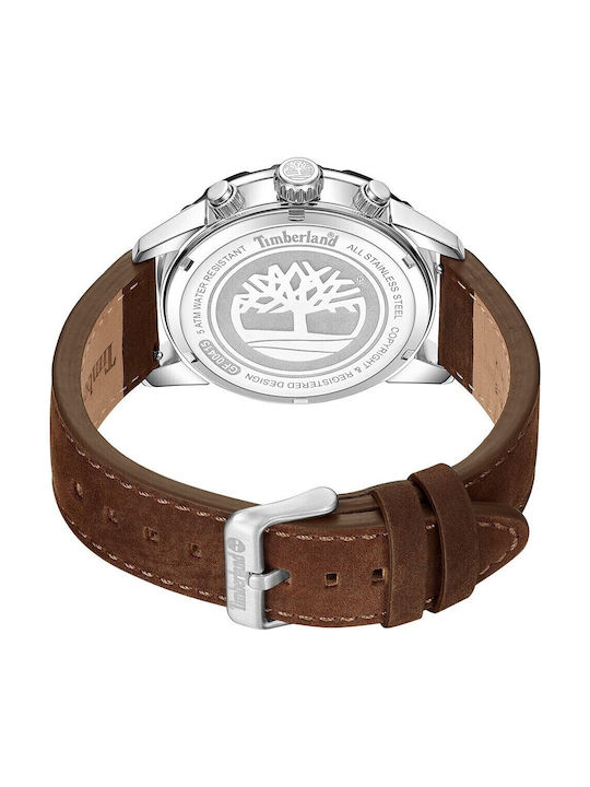Timberland Ανδρικό Ρολόι 46mm Χρονογράφος Μπαταρίας με Καφέ Δερμάτινο Λουράκι