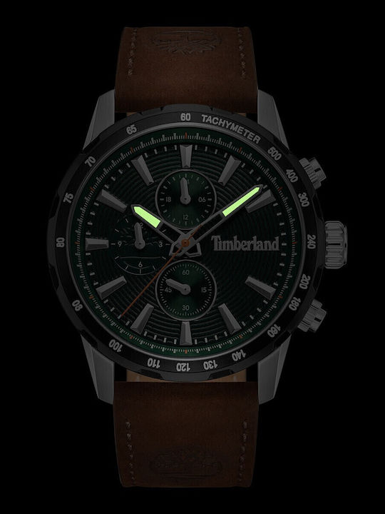 Timberland Ανδρικό Ρολόι 46mm Χρονογράφος Μπαταρίας με Καφέ Δερμάτινο Λουράκι
