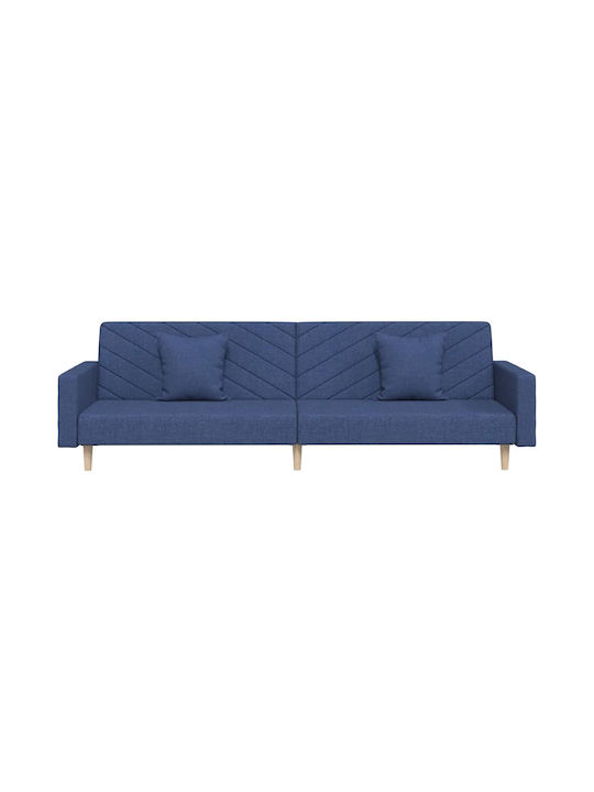 Doppelsitzer Sofa Bett Blau mit Dekokissen 220x84,5x69cm