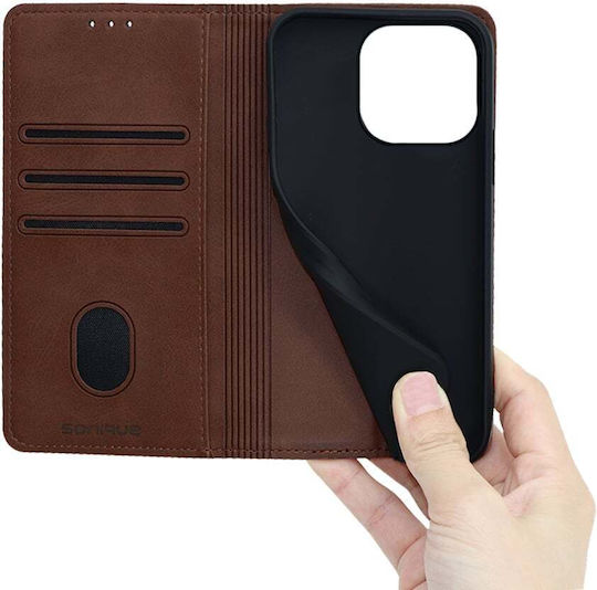 Sonique Vintage Magnet Brieftasche Synthetisches Leder / Kunststoff / Silikon Braun (iPhone 15 Pro)