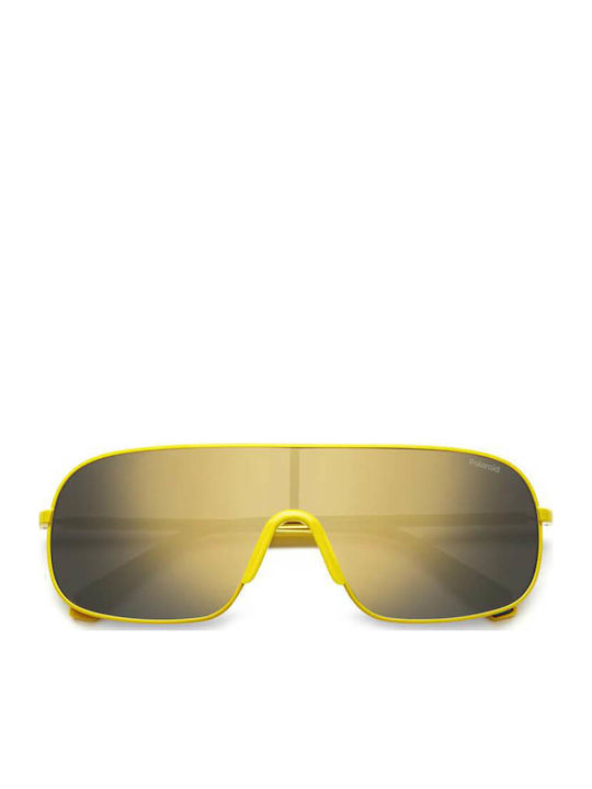 Polaroid Unisex Ochelari de soare cu Galben Cadru și Aur Polarized Oglindă Lentilă PLD6222/S 40G/LM