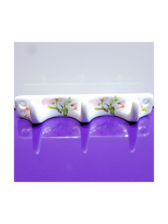 Wall Hanger Polyresin 3 Hooks White 18x3.8x3cm