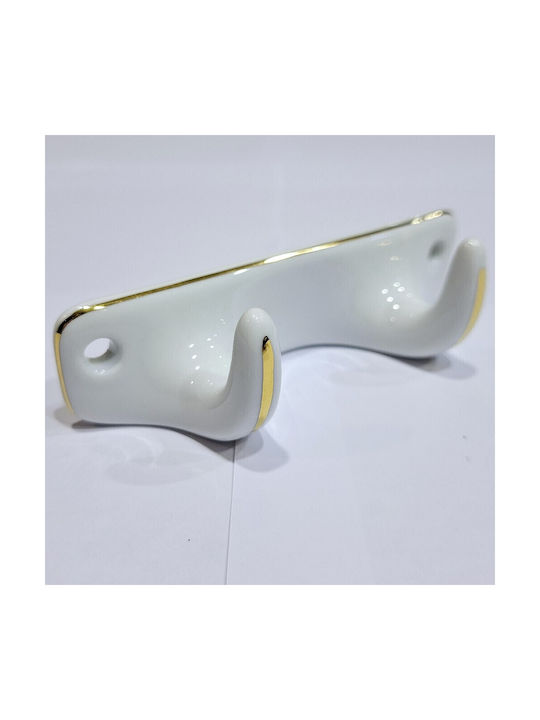 Wandhalterung Aus Polyresin 2 Haken Weiße 12x3.8x3cm