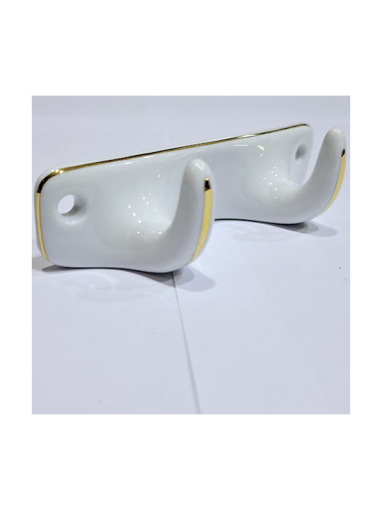 Wandhalterung Aus Polyresin 2 Haken Weiße 12x3.8x3cm