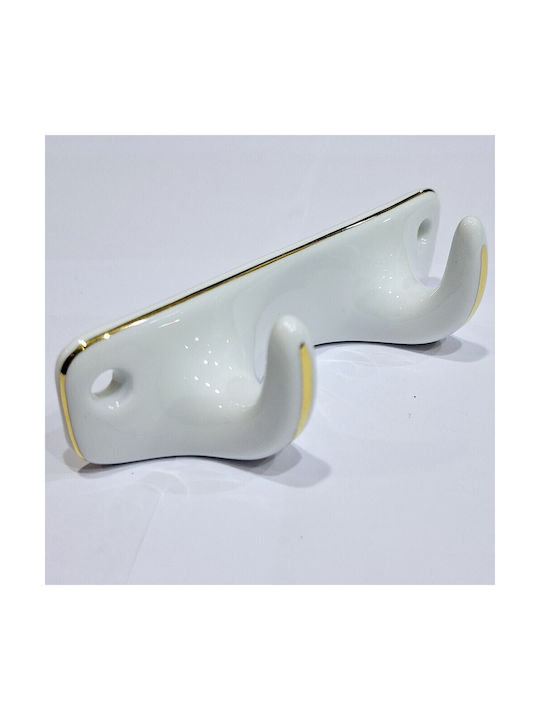Wandhalterung Aus Polyresin 2 Haken Weiße 12x3.8x3cm
