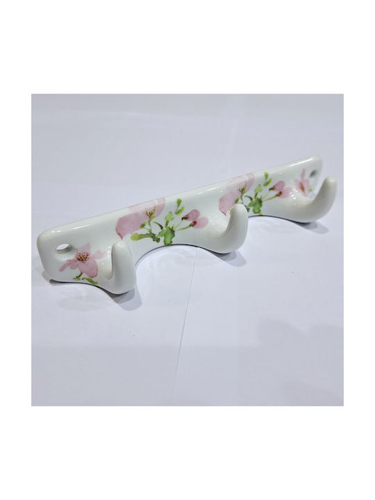 Wall Hanger Polyresin 3 Hooks White 18x3.8x3cm