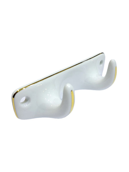 Wandhalterung Aus Polyresin 2 Haken Weiße 12x3.8x3cm
