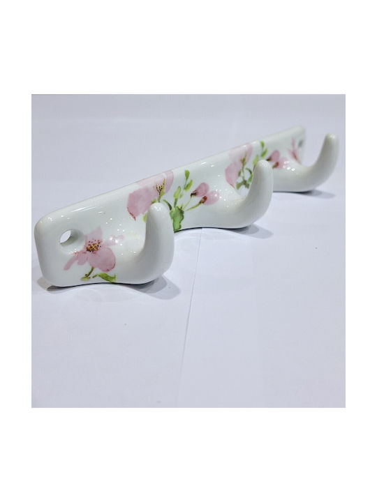 Wall Hanger Polyresin 3 Hooks White 18x3.8x3cm