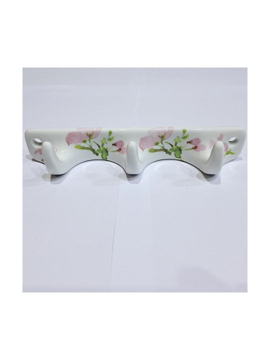 Wall Hanger Polyresin 3 Hooks White 18x3.8x3cm
