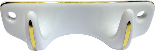 Polyresin Wall Hanger 2 Hooks White 12x3.8x3cm