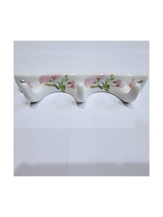 Wall Hanger Polyresin 3 Hooks White 18x3.8x3cm