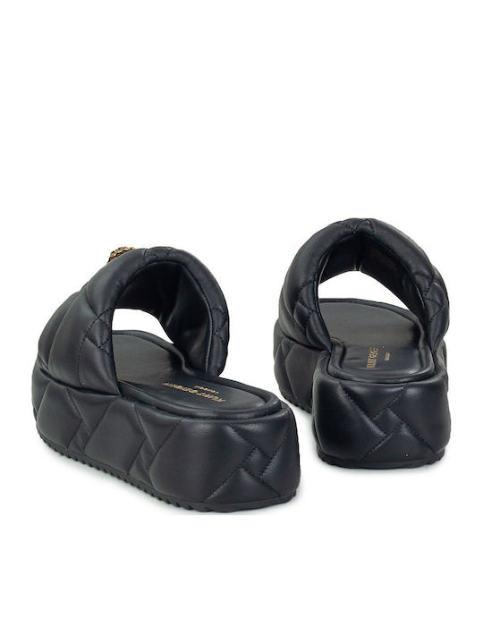 Kensington Leder Flache Sandalen für Damen Flatforms Schwarz