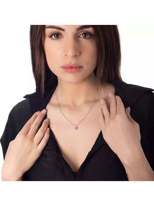 Oxzen Colier Cu Design Inima Din Argint Cu Zircon Albastru