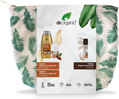 Dr.Organic Hautpflegesets für Reinigung Körperreinigung & Feuchtigkeitsspendend mit Schaumbad , Deodorant & Lippenbalsam