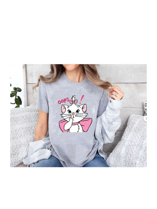 Fruit of the Loom Aristocats Marie T-shirt Gray Cotton