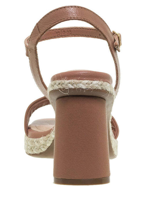 Ace Leder Damen Sandalen mit mittlerem Absatz in Braun Farbe