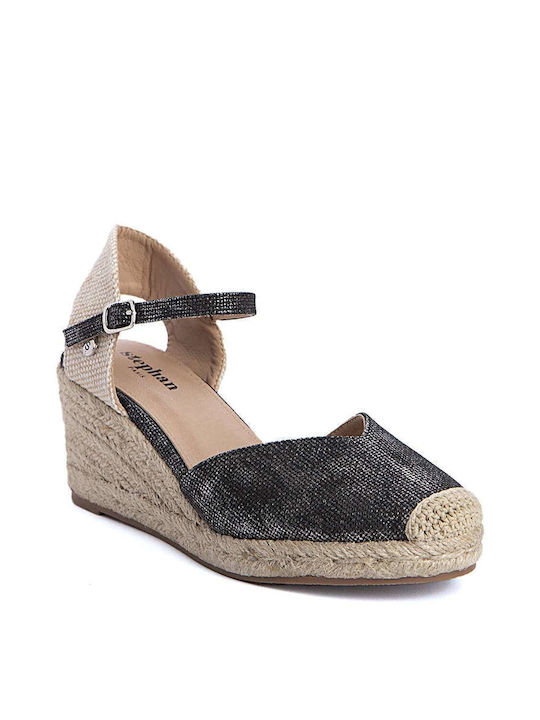 Keep Fred Women's Fabric Platform Espadrilles Black