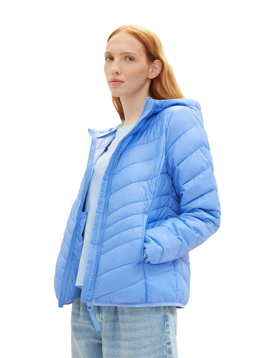 Tom Tailor Women's Short Puffer Jacket for Winter with Hood Blue