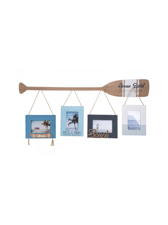 Home&Styling Collection Мулти Стенен Монтаж Дървена Рамка За 4 Снимки С Многоцветна Рамка