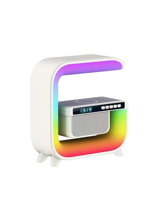 G3 Tabletop Digital Clock LED with Alarm Clock Radio and Wireless Charging White