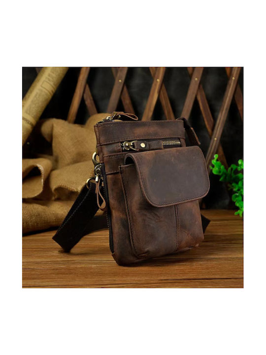 Leder Herrentasche Schulter / Crossbody Braun