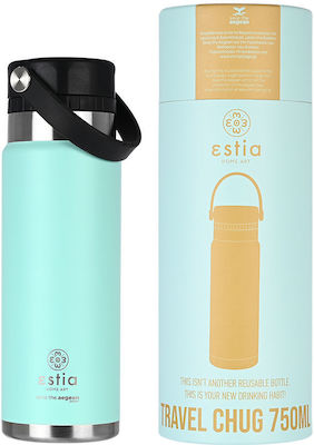 Estia Bottle Thermos Stainless Steel Estia Travel Chug Save Aegean Bermuda Green 750ml with Loop