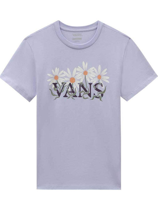 Women's Summer Blouse Cotton Short Sleeve Floral Lilacc