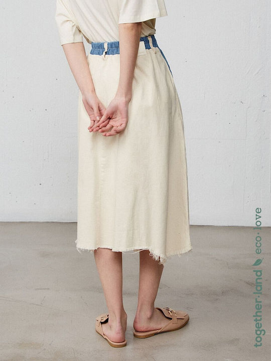 BSB Denim Midi Skirt in Beige color