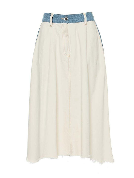Denim Midi Fustă Bej
